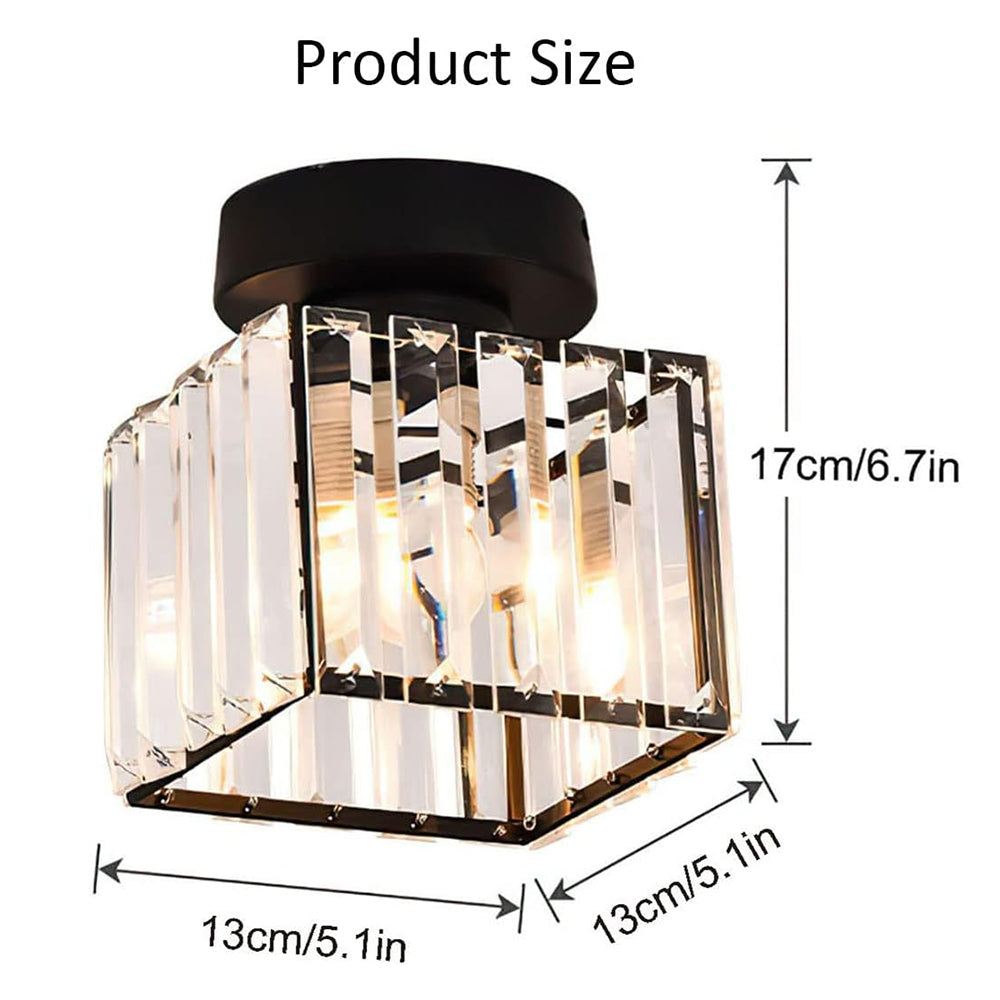 Davy | Crystal Glass Ceiling Lamp – Brass Fixture & Compact Design