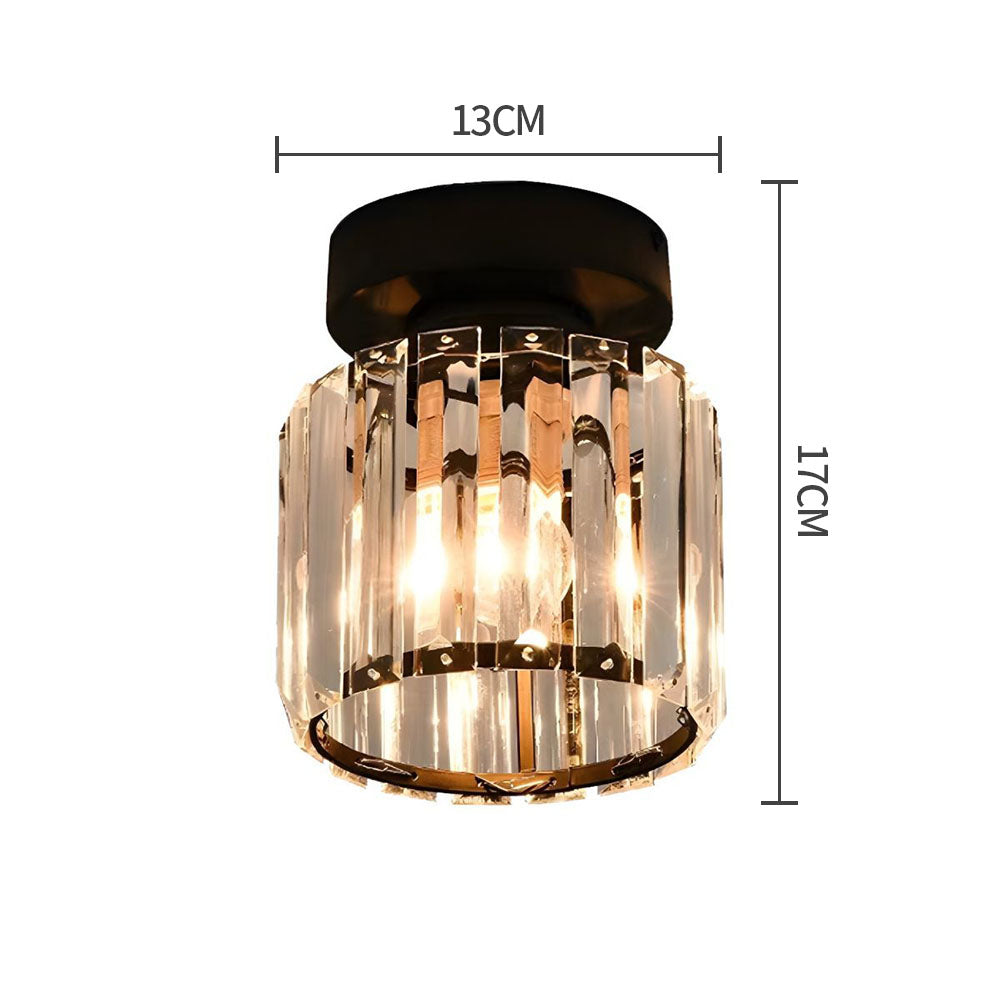 Davy | Crystal Glass Ceiling Lamp – Brass Fixture & Compact Design