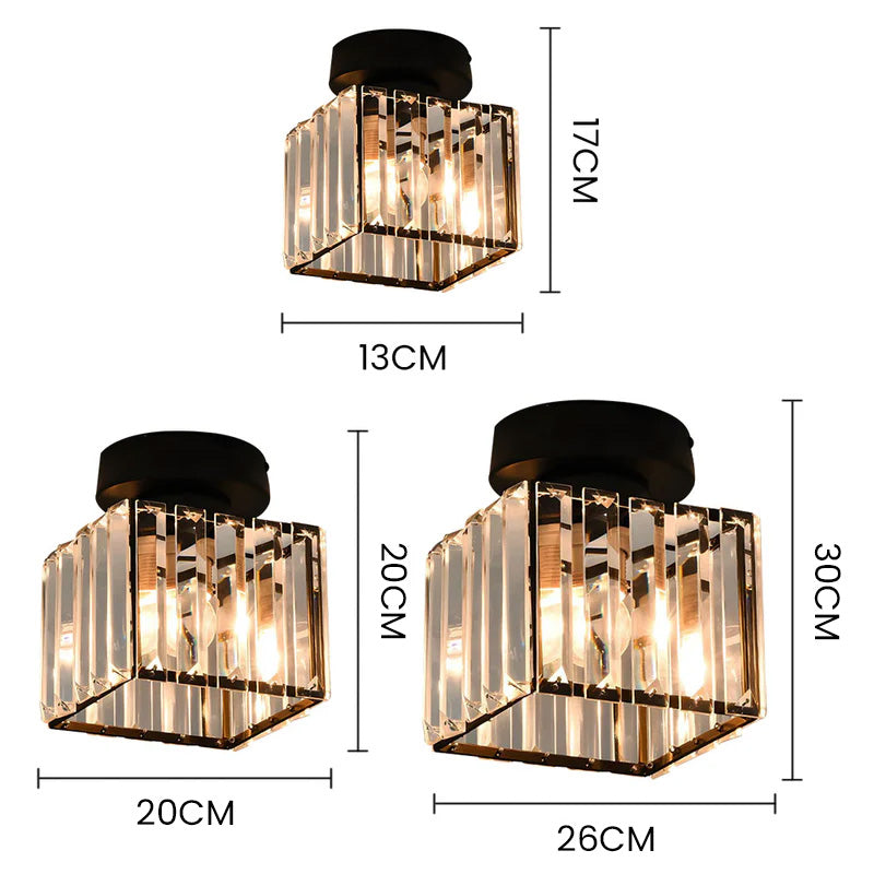 Davy | Crystal Glass Ceiling Lamp – Brass Fixture & Compact Design