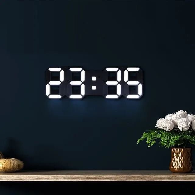 Davy | Digital 3D LED Wall Clock – Modern Design with Dimming Function and Optimal Visibility
