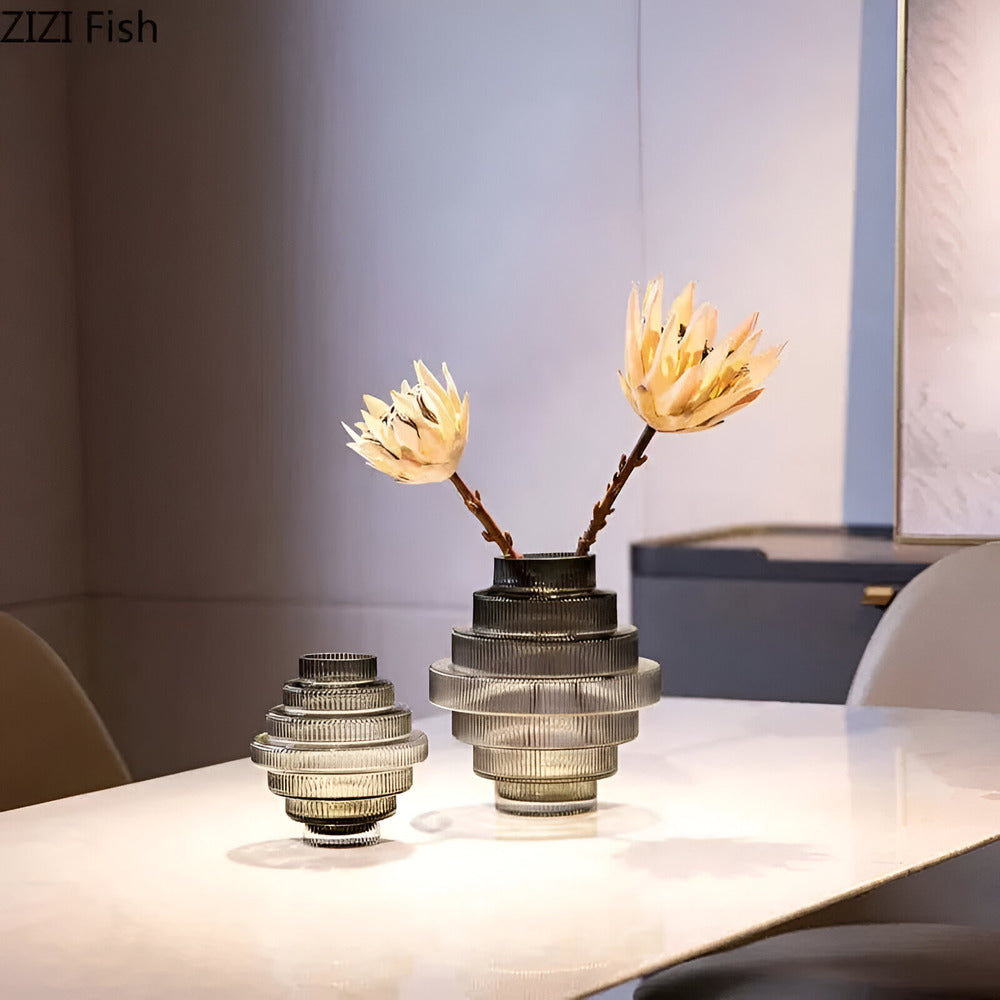 Davy | Elegant Amber Glass Vase - Contemporary Decorative Piece for Stylish Living Spaces