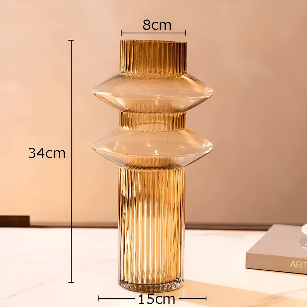 Davy | Elegant Amber Glass Vase - Contemporary Decorative Piece for Stylish Living Spaces