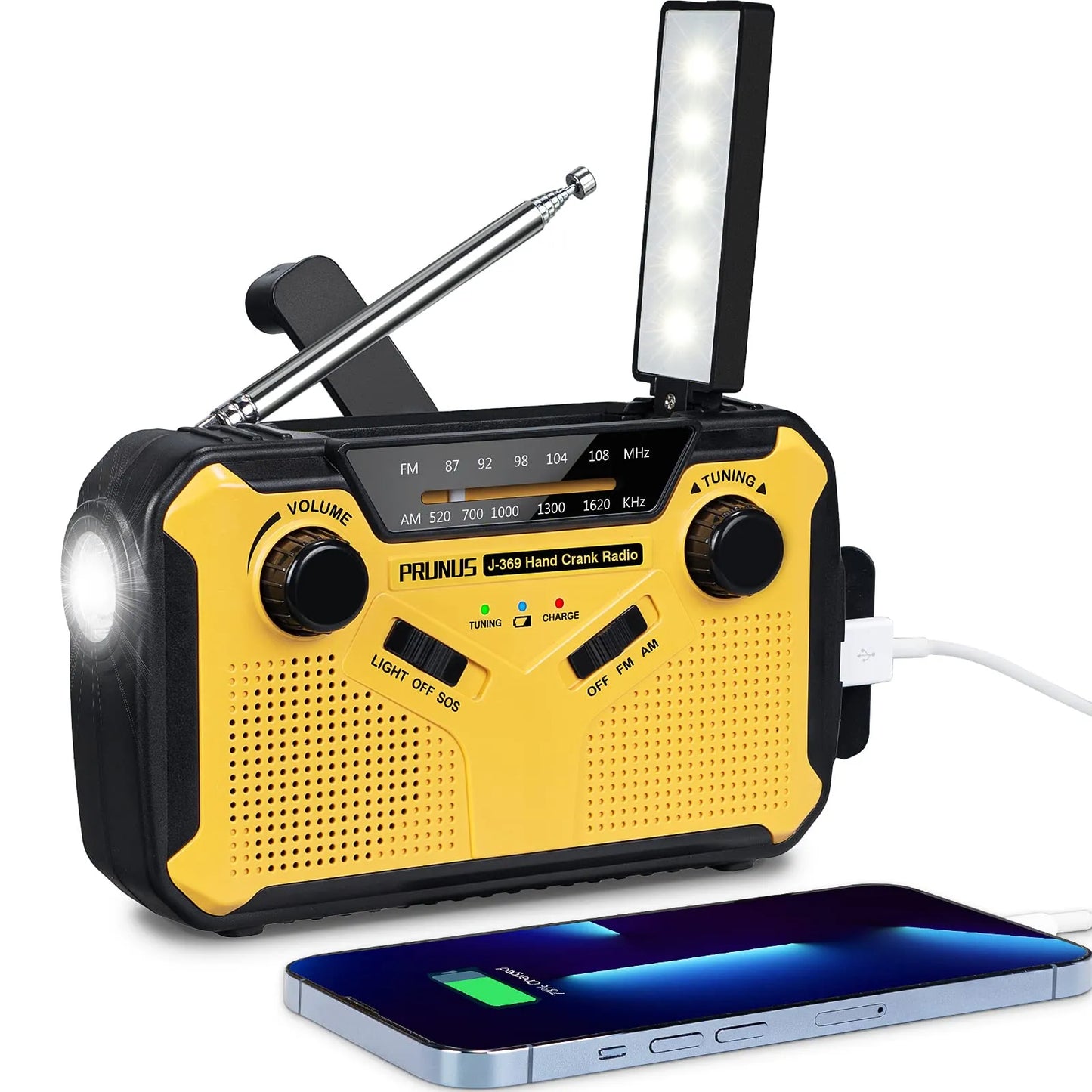 Davy | Emergency Radio with Crank and Solar Cell – Portable Dynamo Radio with Power Bank and LED Flashlight