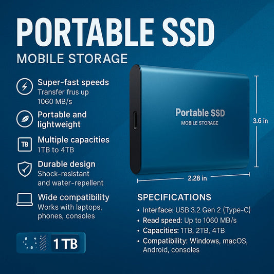 Davy | External SSD Hard Drive Aluminum Portable Storage 128GB