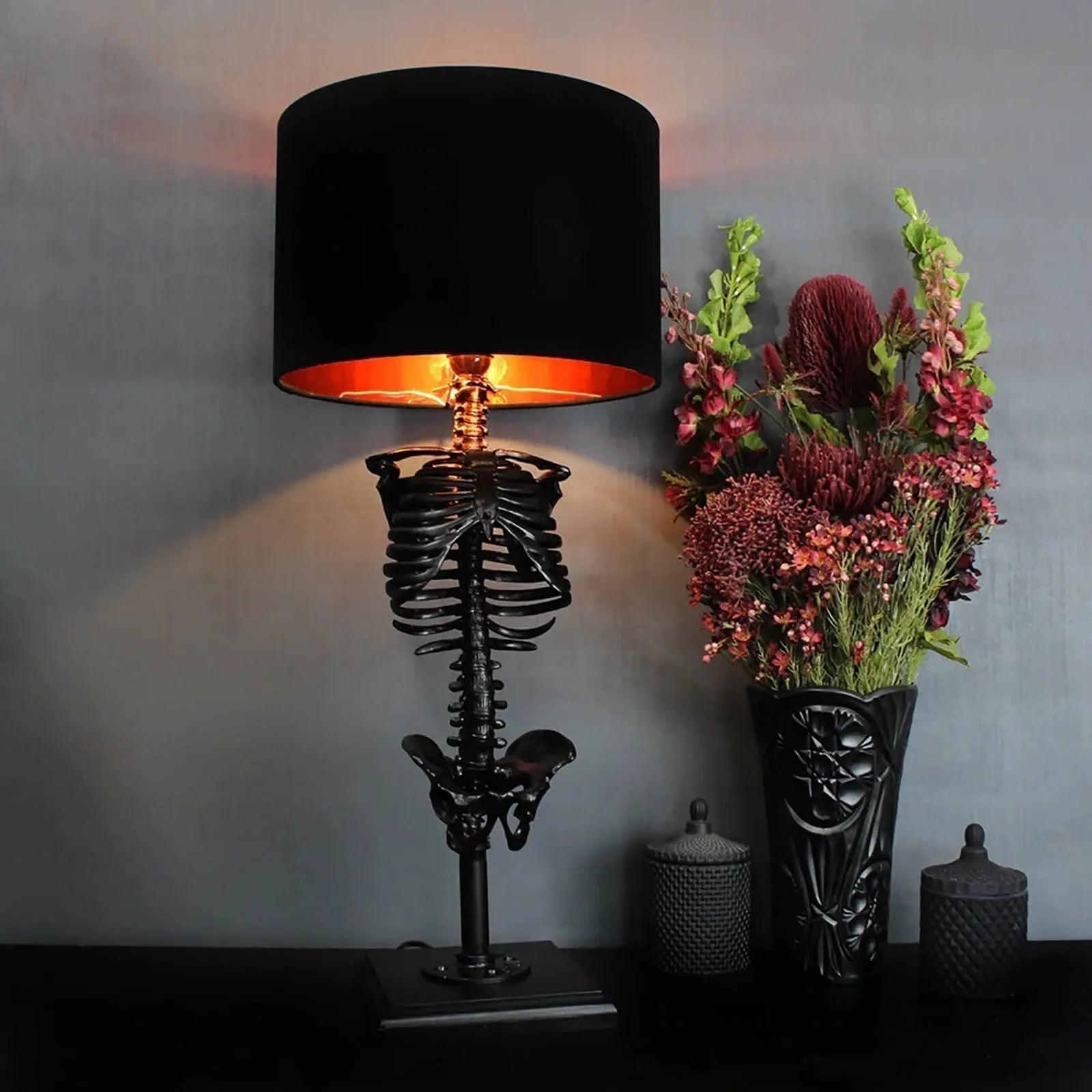 Davy | Gothic Skeleton Table Lamp | Handmade Art Design