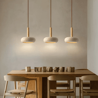 Davy | Lámpara Colgante Retro de Madera y Piedra para Ambiente Acogedor