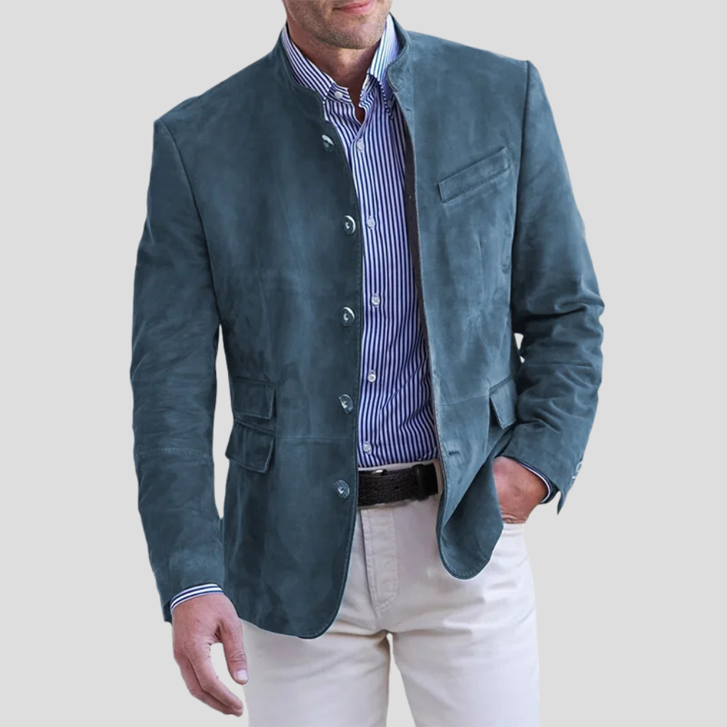 Davy | Men's Band Collar Blazer with Button Detail