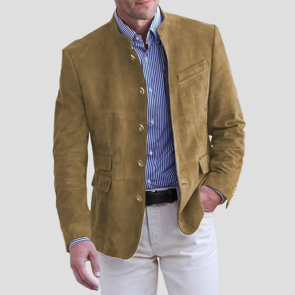 Davy | Men's Band Collar Blazer with Button Detail