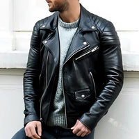 Davy | Chaqueta biker de cuero genuino para hombre