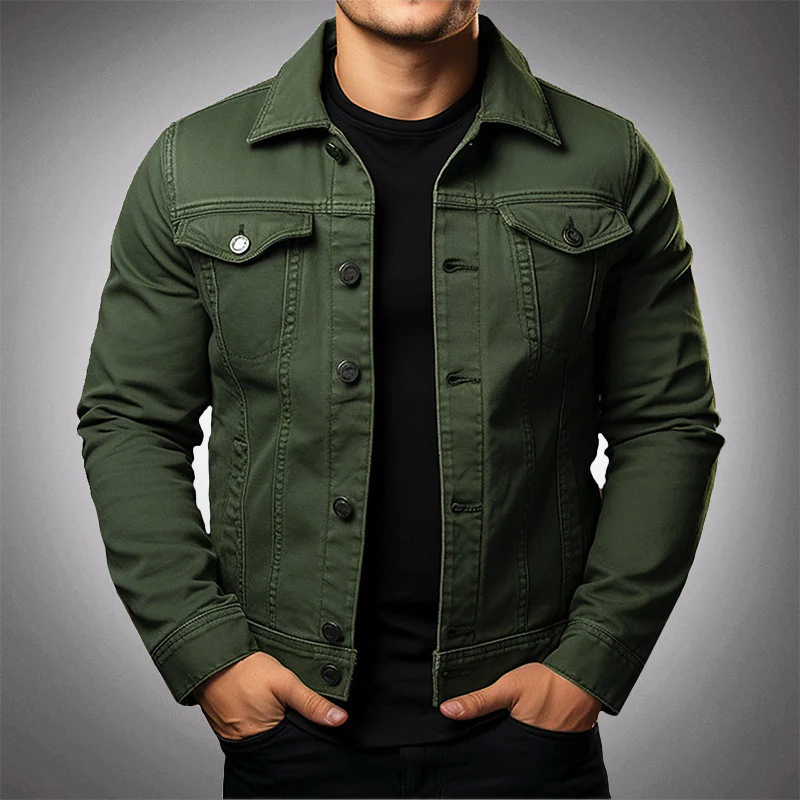 Davy | Men's Button-Front Denim Jacket with Polo Collar