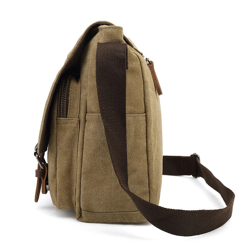 Davy | Men's Canvas Messenger Bag with Buckle Flap