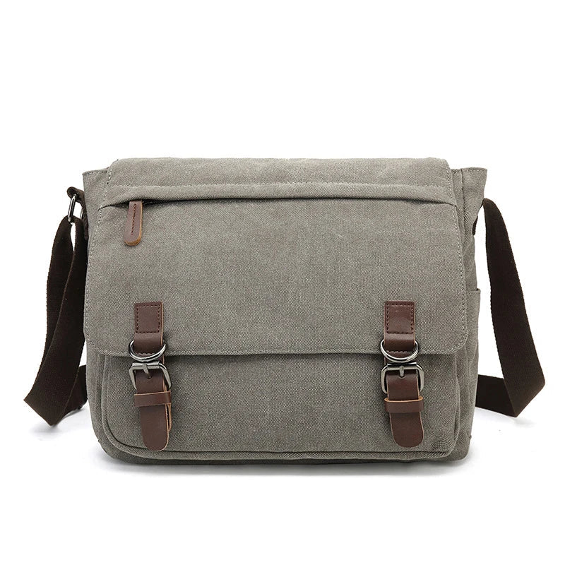Davy | Men's Canvas Messenger Bag with Buckle Flap