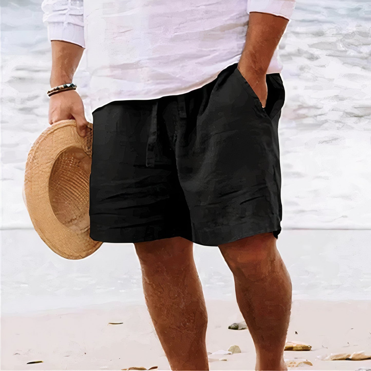 Davy | Men's Drawstring Linen Shorts - Relaxed Fit