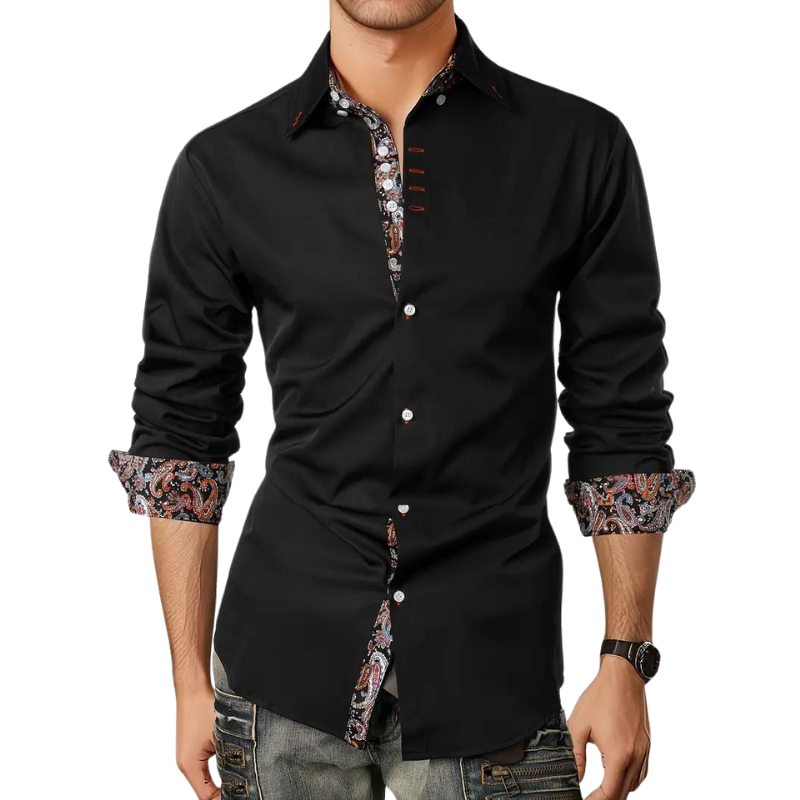 Davy | Men's Dress Shirt with Paisley Print Accents