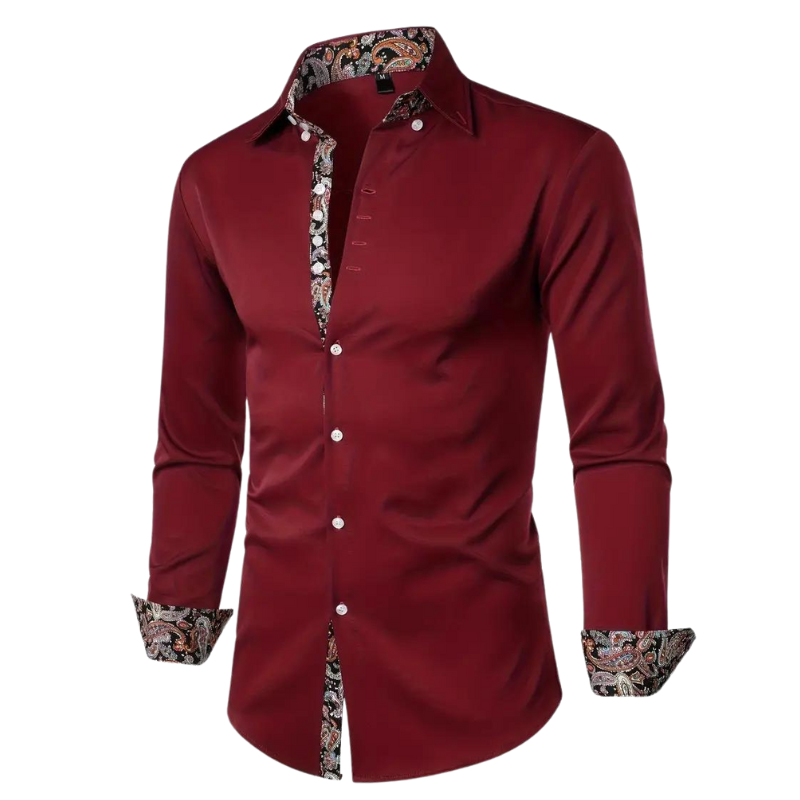 Davy | Men's Dress Shirt with Paisley Print Accents
