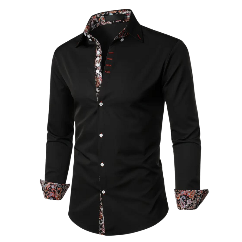 Davy | Men's Dress Shirt with Paisley Print Accents
