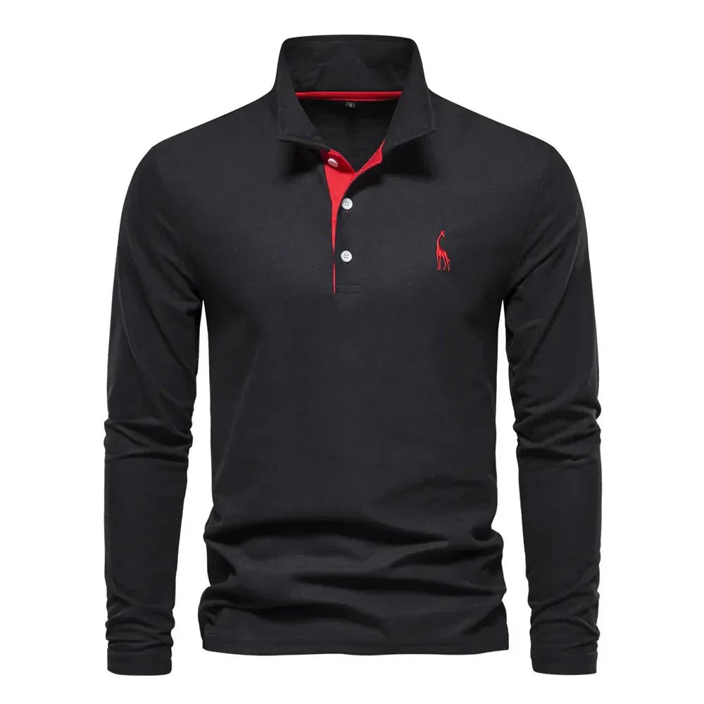 Davy | Men's Embroidered Long Sleeve Polo