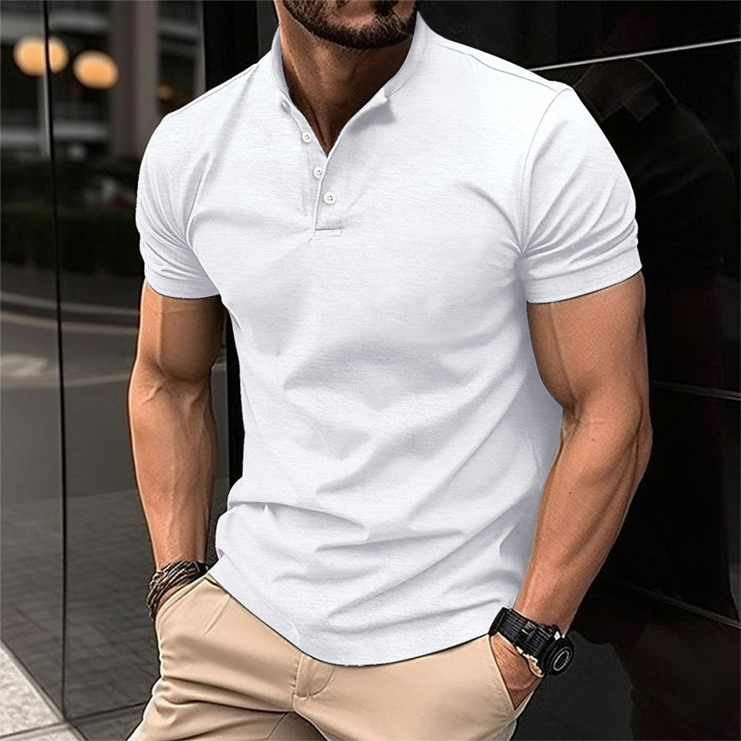 Davy | Men's Henley Polo Shirt - Band Collar