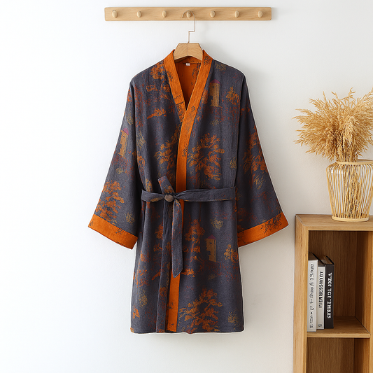 Davy | Men's Kimono Robe with Jacquard Print
