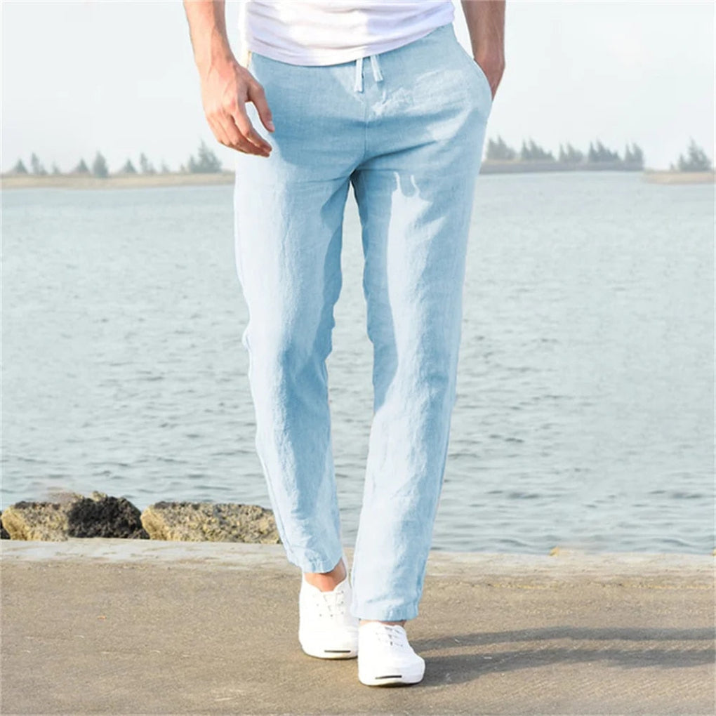 Davy | Men's Linen Blend Drawstring Trousers