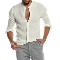 Davy | Breathable Linen Band Collar Shirt