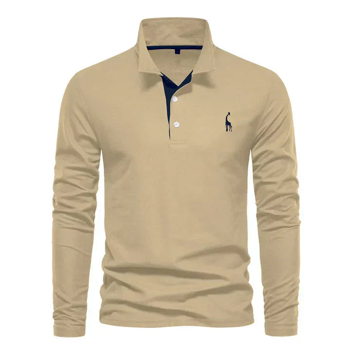 Davy | Men's Long-Sleeve Embroidered Polo Shirt