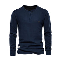Davy | Men's Long Sleeve Henley Shirt with Button Neck