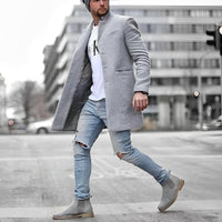 Davy | Abrigo de longitud media para hombre con cuello de solapa entallado