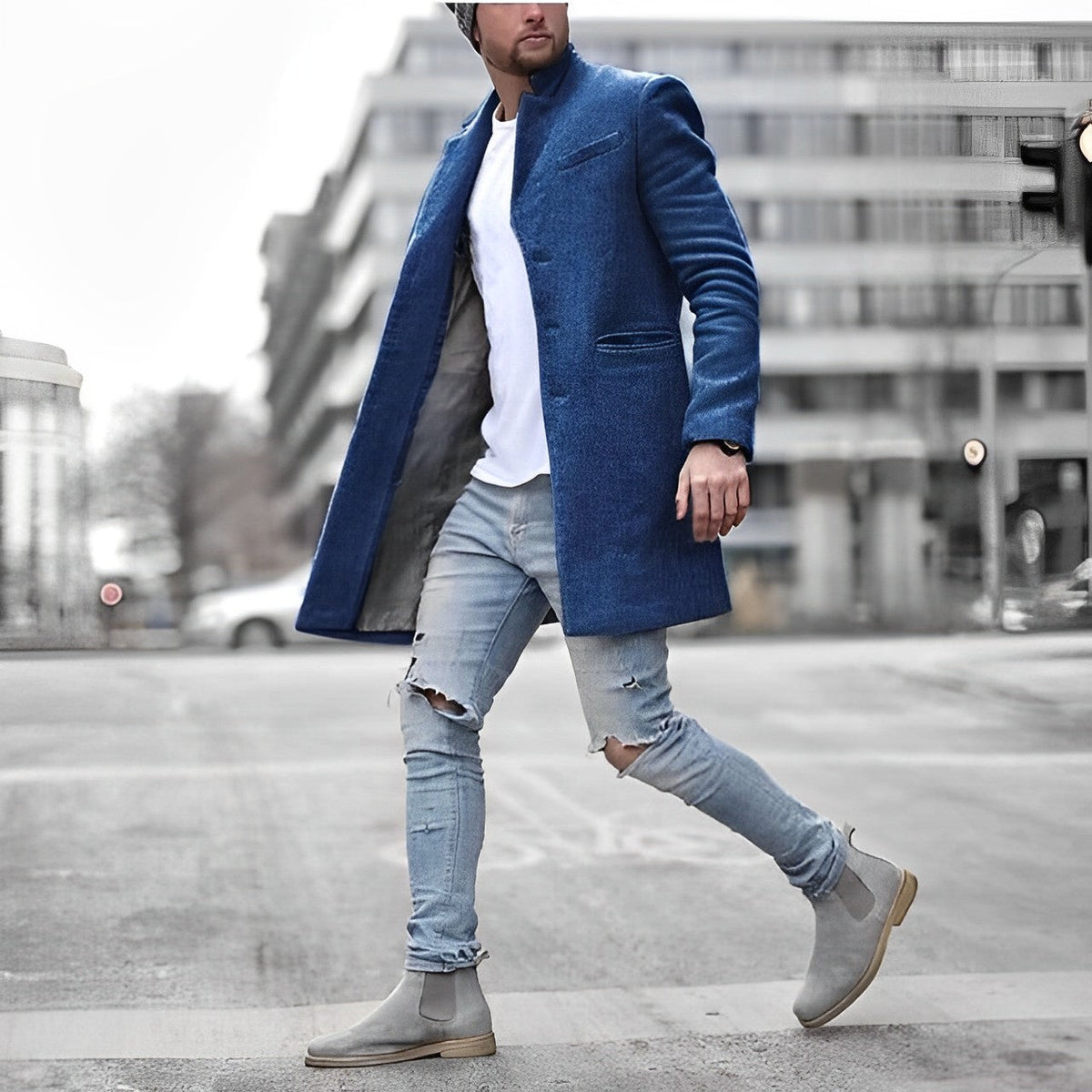 Davy | Men's Mid-Length Lapel Collar Coat