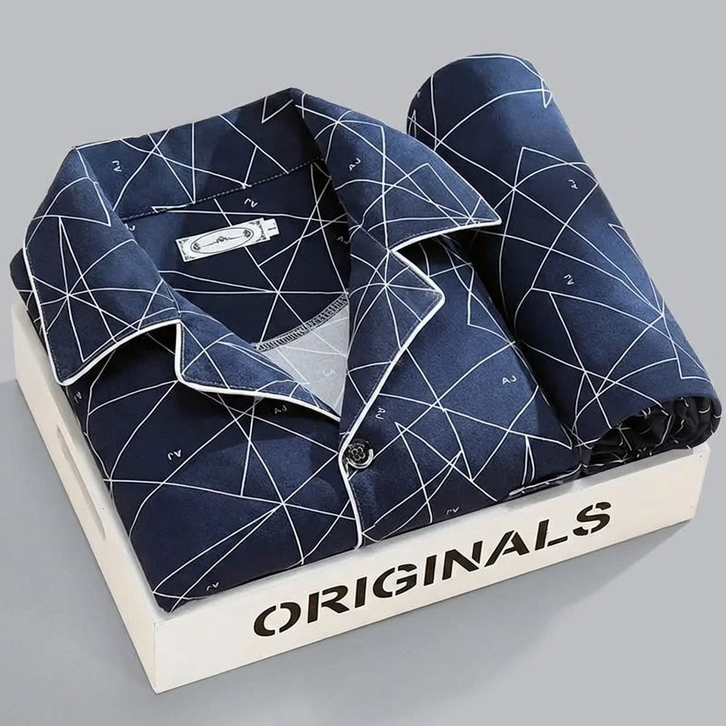 Davy | Men's Plaid Pyjama Set with Button-Up Shirt