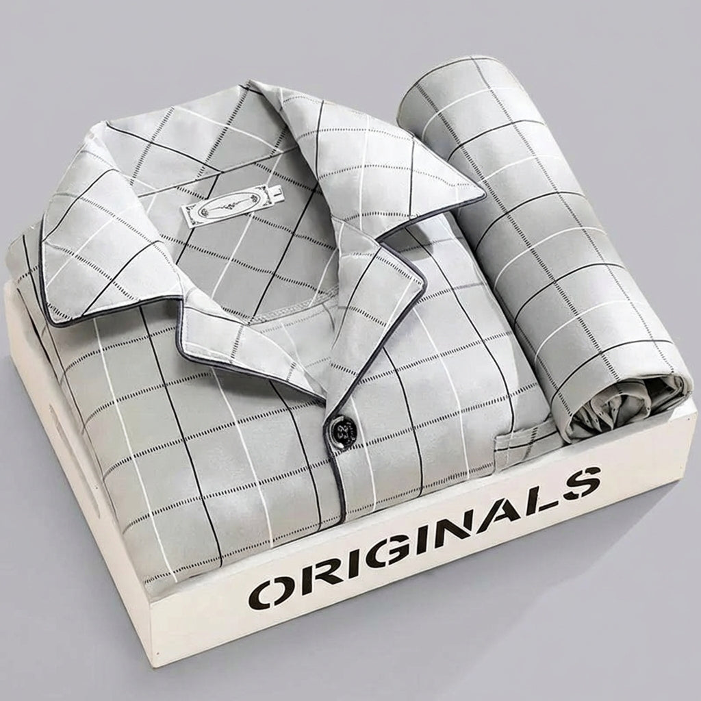 Davy | Men's Plaid Pyjama Set with Button-Up Shirt