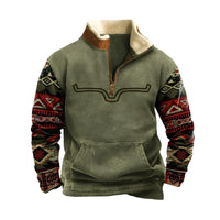 Men's Cozy Patterned Half-Zip Pullover