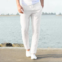 Pantalon en lin aéré à cordon pour homme