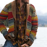 Davy | Cardigan tricot rayé avec col châle