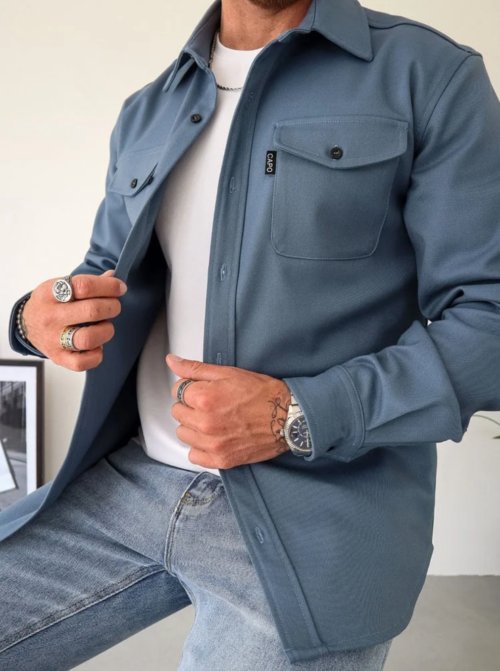 Davy | Men's Shirt Jacket with Chest Pockets