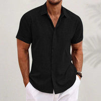 Chemise Homme en Lin Respirante à Manches Courtes