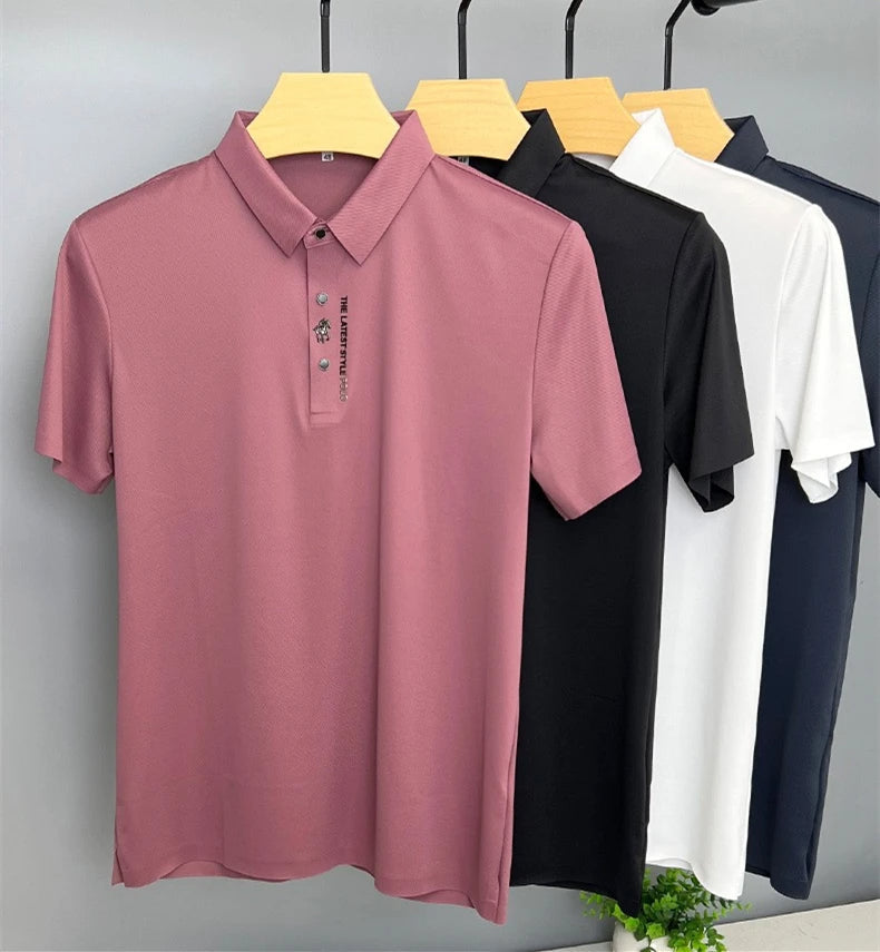 Davy | Men's Short Sleeve Polo Shirt with Subtle Embroidery