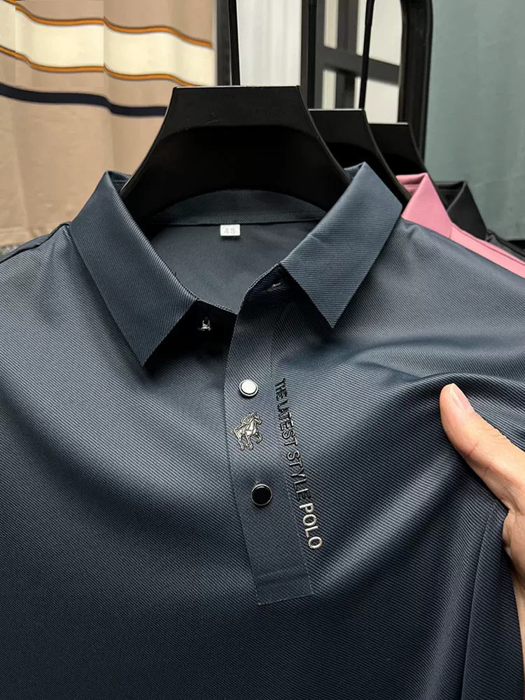 Davy | Men's Short Sleeve Polo Shirt with Subtle Embroidery