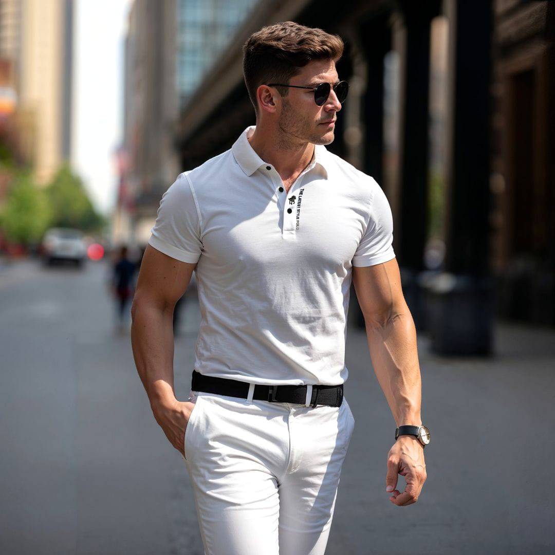 Davy | Men's Short Sleeve Polo Shirt with Subtle Embroidery