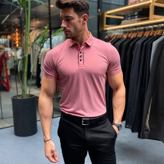 Davy | Men's Short Sleeve Polo Shirt with Subtle Embroidery