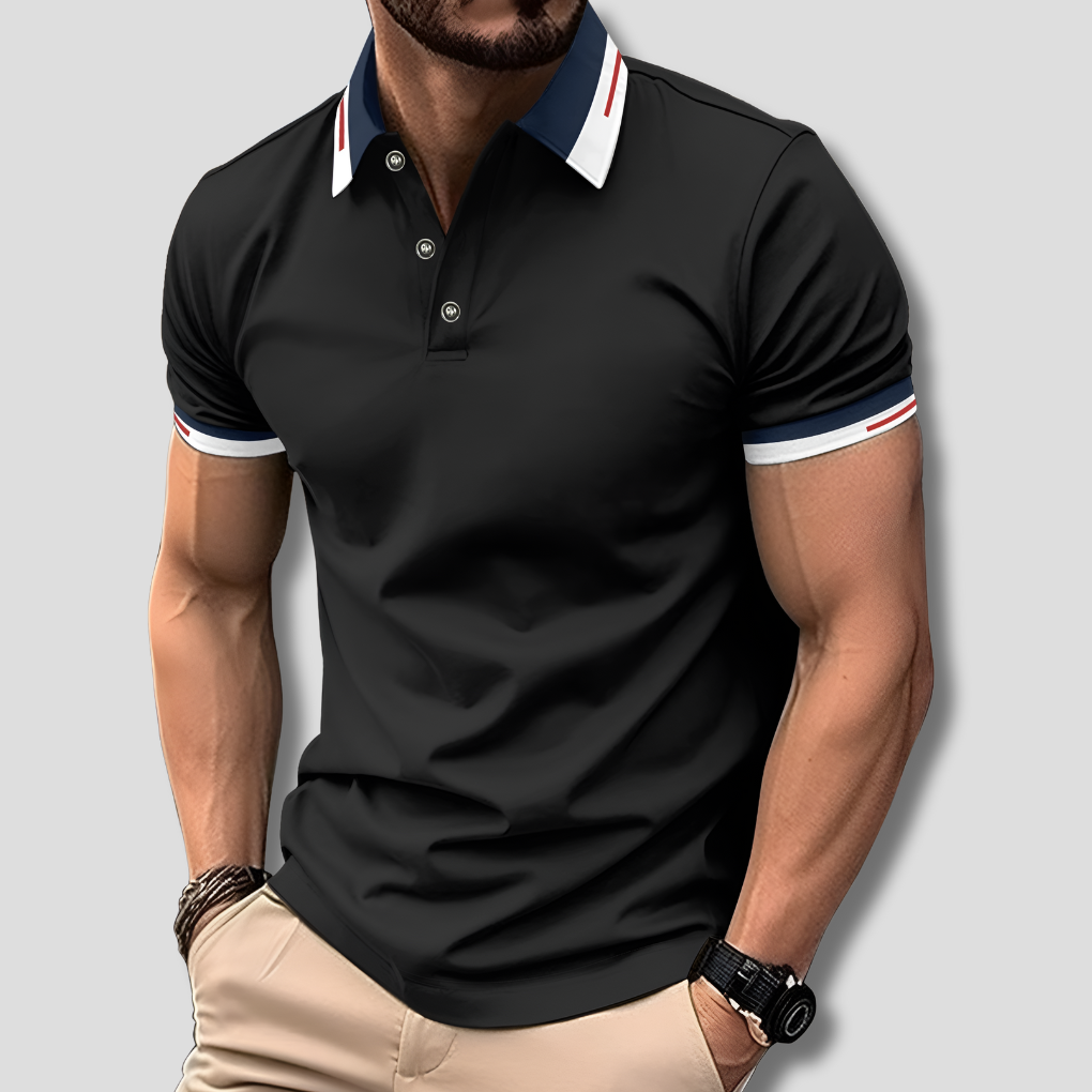 Davy | Men's Striped Collar Polo Shirt