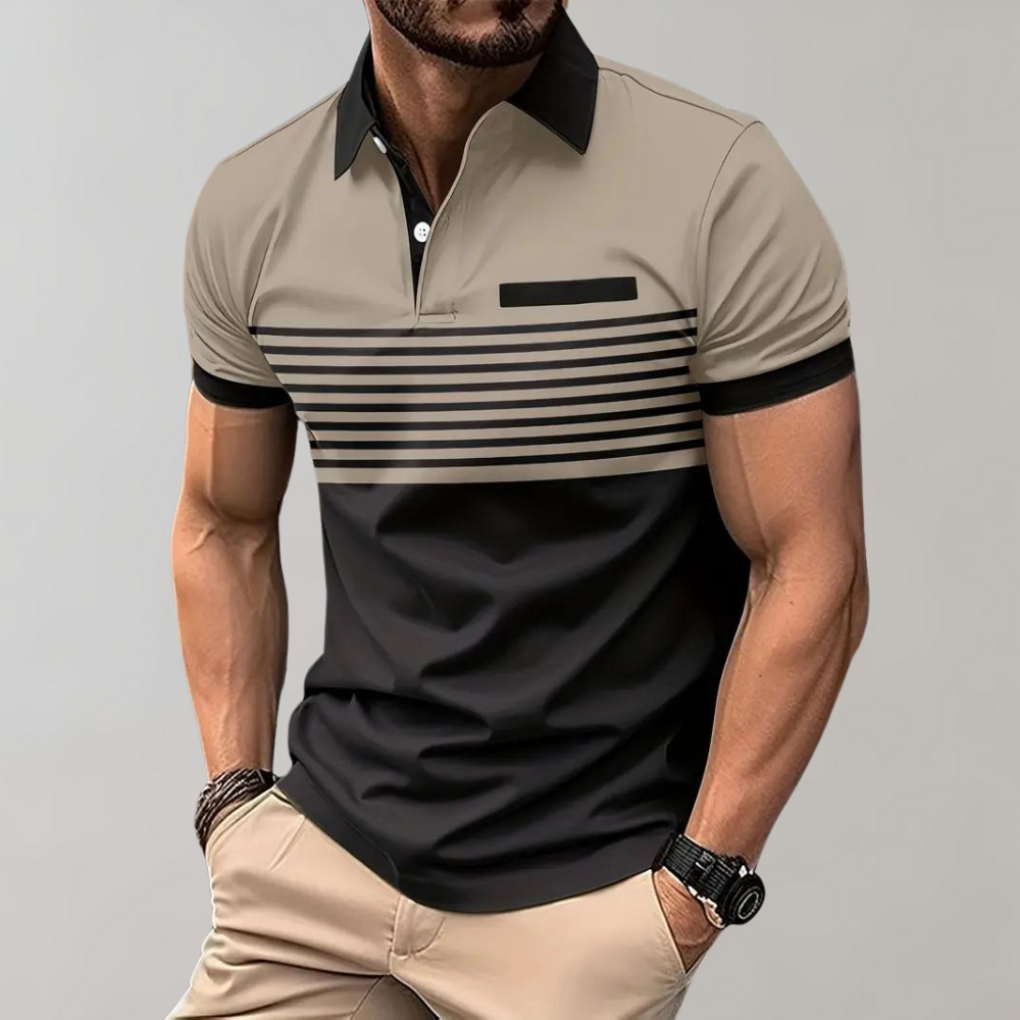 Davy | Men's Striped Color Block Polo Shirt