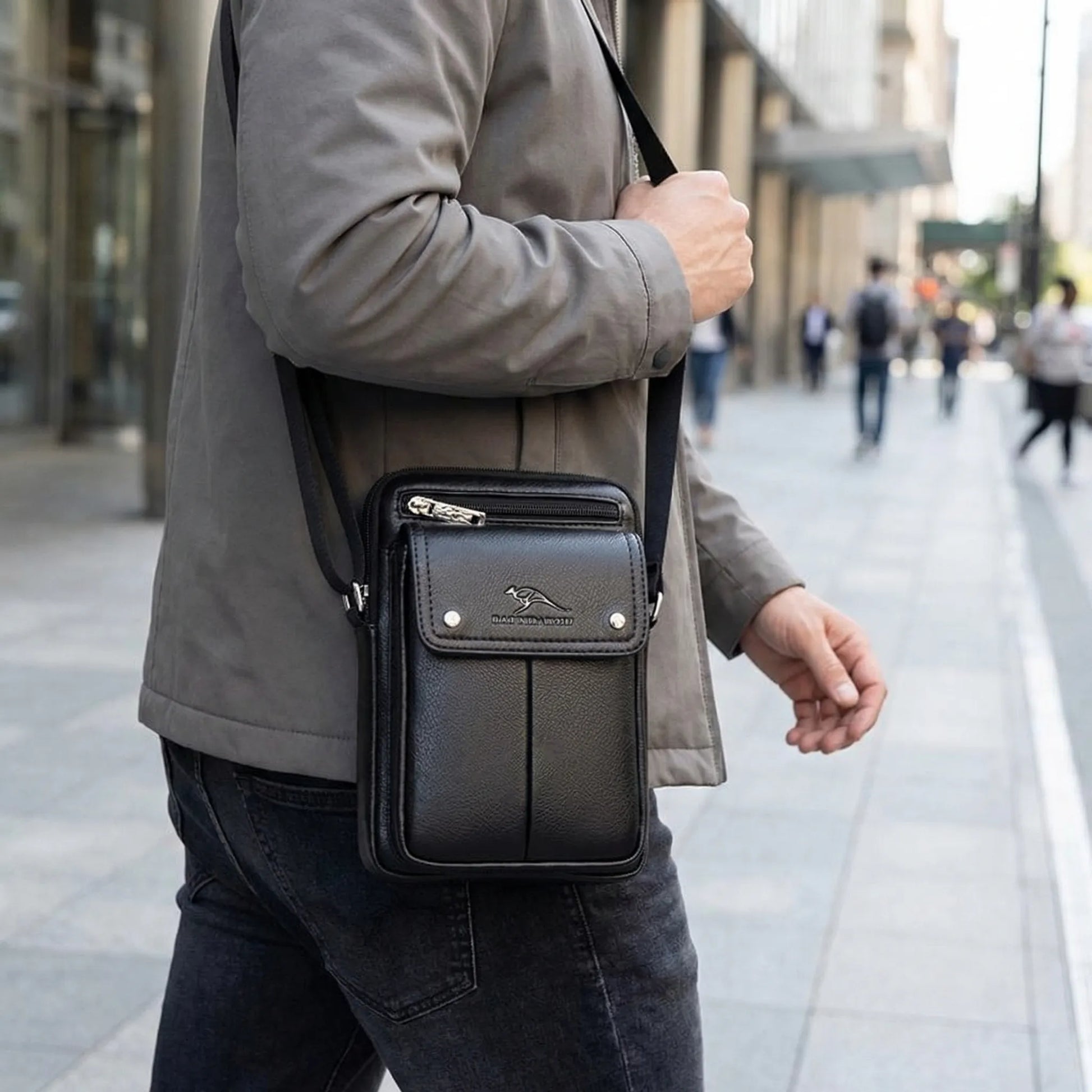 Davy | Men's Vertical Crossbody Bag with Flap Pocket