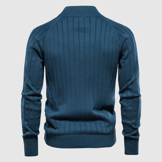 Davy | Men's Zip-Up Cardigan Sweater with Ribbed Detail