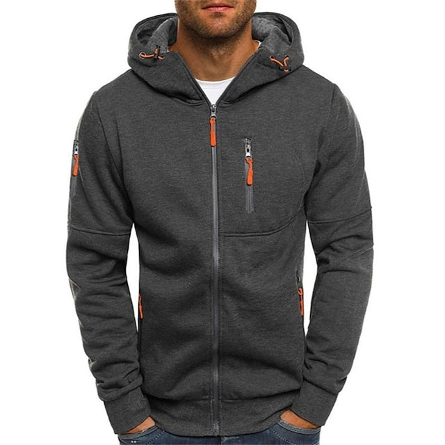Davy | Men's Zip-Up Hoodie with Contrast Zipper Details