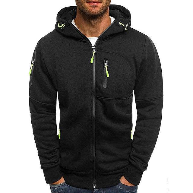 Davy | Men's Zip-Up Hoodie with Contrast Zipper Details