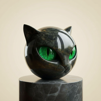 Davy | Escultura NoirCat – Cabeza de Gato Negro con Ojos Hipnóticos