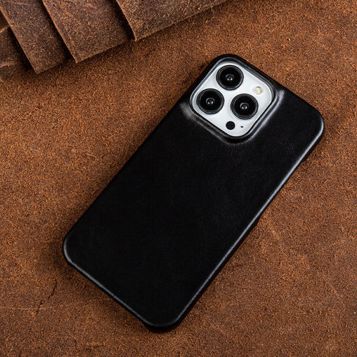 Davy | Oil Wax Genuine Leather Apple iPhone Case