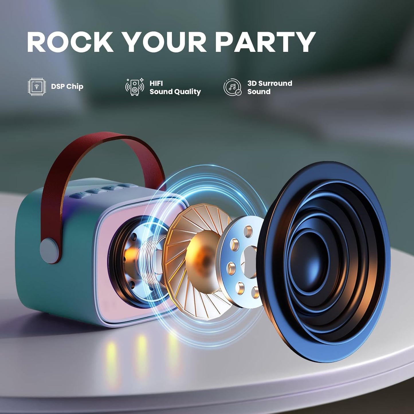 Davy | Portable Mini Karaoke Machine with Bluetooth Speaker and 2 Wireless Microphones – Veylo