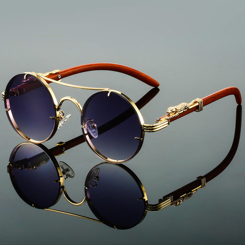Davy | Round Sunglasses with Animal Detail